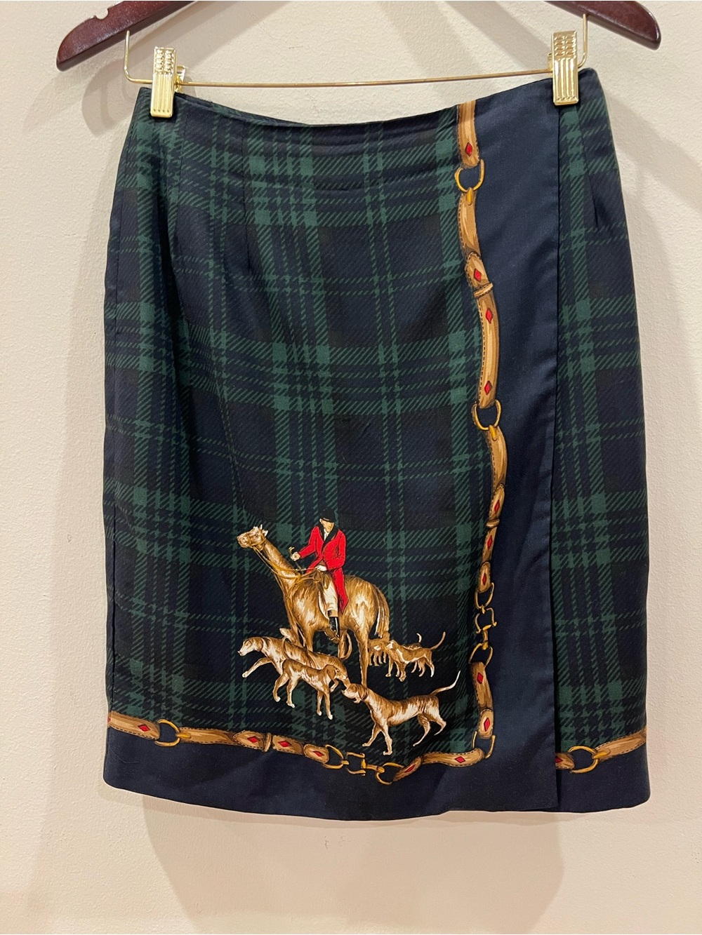 Vintage Brooks Brothers Skirt Womens 4 Tartan Plaid Wrap Equestrian Fox Hunt